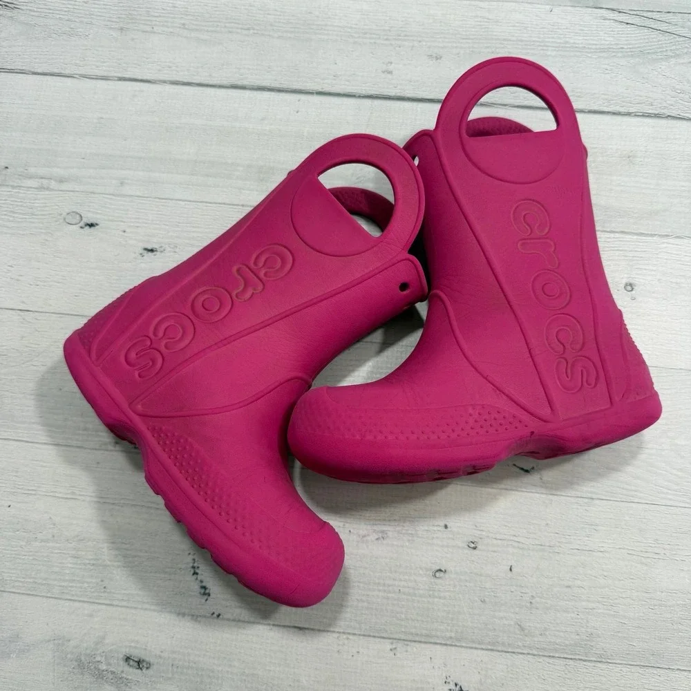 Crocs kids pink rain boots child size 10